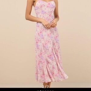 Lulus Charmed Invite Floral Midi Dress. Pink. Size Xs. fits like 00. Excellent.